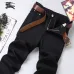 Burberry Style Men's Black Denim Jeans, Embroidered Logo Pocket Slim Stretch Business Casual Long Pants #A67610
