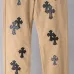 Chrome Hearts Checkered Cross Patch Denim Straight Pants, Khaki #A68220