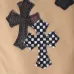 Chrome Hearts Checkered Cross Patch Denim Straight Pants, Khaki #A68220