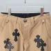 Chrome Hearts Checkered Cross Patch Denim Straight Pants, Khaki #A68220
