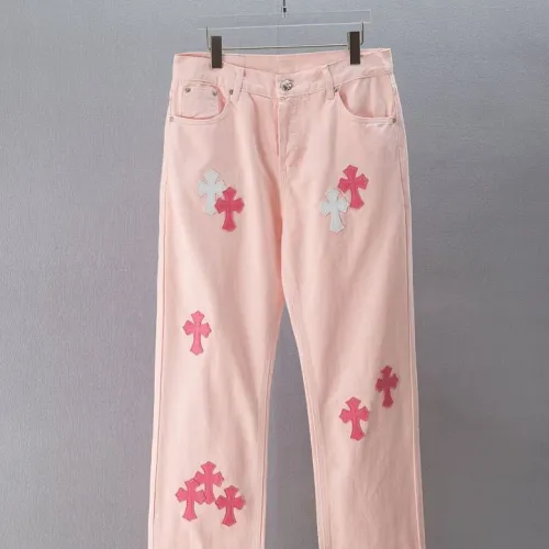 Chrome Hearts Cross Patch Straight Denim Jeans, Yellow #A68219