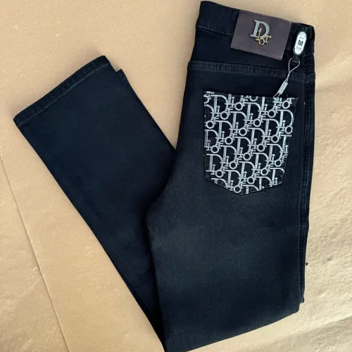 Dior SS26 Terry Embroidered Pocket Logo Denim Jeans #A69615