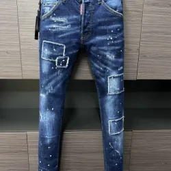 DSQ2 Men's Denim Jeans Distressed Patchwork Style with Paint Splatter for Fashion Forward Males #B54870 DSQ2 Men's Denim Jeans Distressed Patchwork Style with Paint Splatter for Fashion Forward Males #B54870