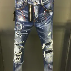 DSQ2 Men's Denim Jeans Edgy Distressed Design with Paint Splatter and Zipper Detail for Fashion Rebels #B54864 DSQ2 Men's Denim Jeans Edgy Distressed Design with Paint Splatter and Zipper Detail for Fashion Rebels #B54864
