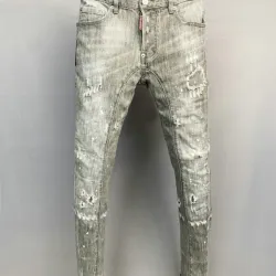 DSQ2 Men's Denim Jeans Edgy Distressed Design with Paint Splatter and Zipper Detail for Fashion Rebels #B54868 DSQ2 Men's Denim Jeans Edgy Distressed Design with Paint Splatter and Zipper Detail for Fashion Rebels #B54868