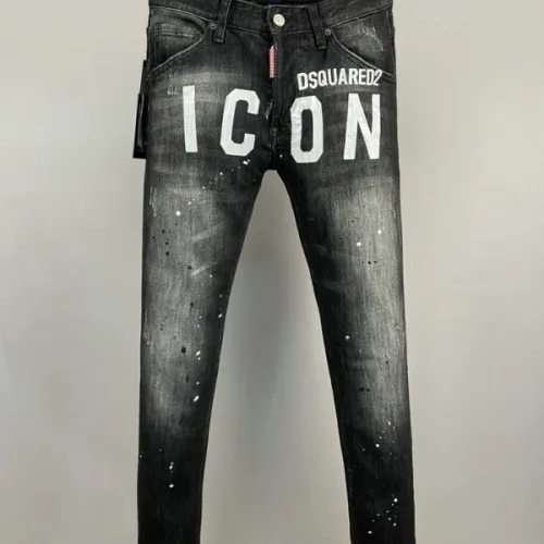 DSQ2 Men's Denim Jeans Edgy Distressed Design with Paint Splatter and Zipper Detail for Fashion Rebels #B54869