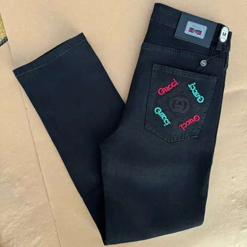 Gucci SS26 Terry Embroidered Pocket Logo Denim Jeans #A69614