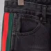 Gucci Web Stripe Vintage Washed Straight‑Leg Denim Jeans, Black #A67846