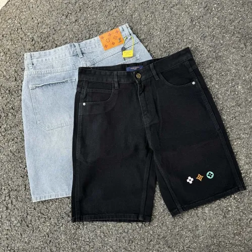 Louis Vuitton SS26 Runway Logo Embroidered Denim Shorts #A67682