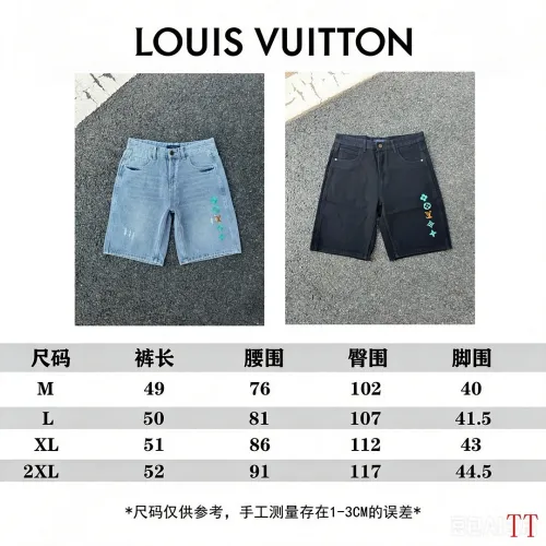 Louis Vuitton SS26 Runway Logo Embroidered Denim Shorts #A67683
