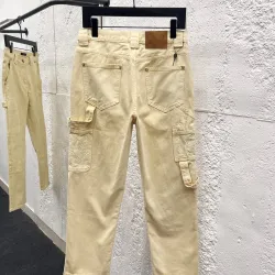 Louis Vuitton Cream Straight‑Fit Cotton Denim Cargo Pants #A67656