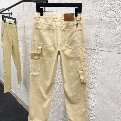 Louis Vuitton Cream Straight‑Fit Cotton Denim Cargo Pants #A67656
