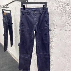 Louis Vuitton Dark Indigo Straight‑Fit Cotton Cargo Denim Pants #A67657