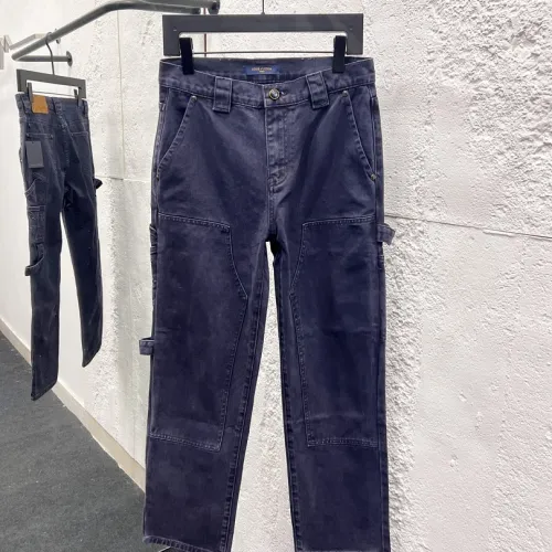 Louis Vuitton Dark Indigo Straight‑Fit Cotton Cargo Denim Pants #A67657