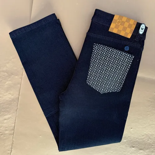 Louis Vuitton Monogram Patch Pocket Dark Straight Denim Jeans #A69603
