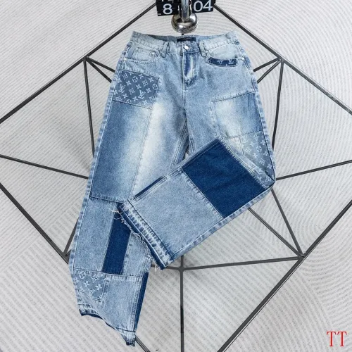 Louis Vuitton Monogram Patchwork Washed Denim Pants #A67670