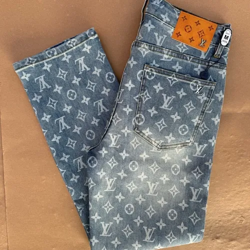 Louis Vuitton SS26 All Over Monogram Print YKK Zip Denim Long Pants #A69608