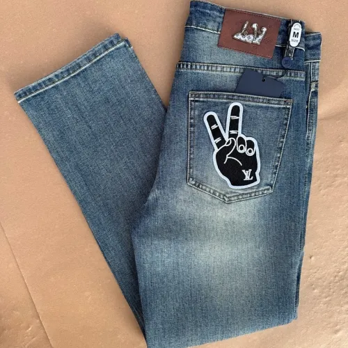 Louis Vuitton SS26 Pocket Hand Logo Embroidered YKK Zip Denim Pants #A69617