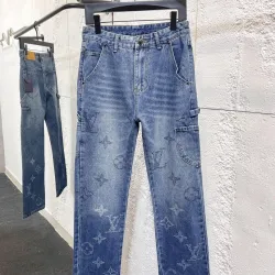 Louis Vuitton Solid Straight‑Leg Cotton Denim Pants #A67673