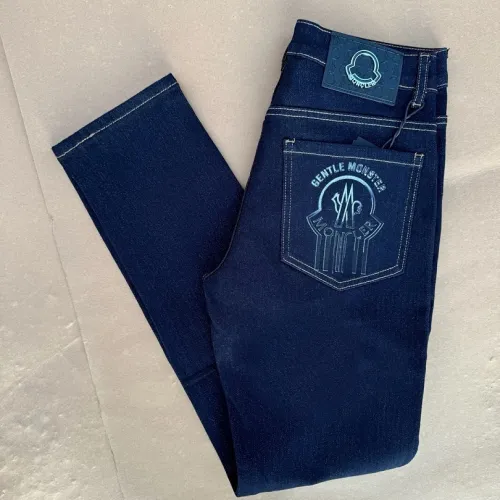 Moncler SS26 Printed Logo Straight Fit Denim Long Pants #A69611