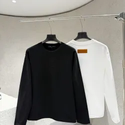 Louis Vuitton 320G Heavy‑Cotton Long‑Sleeve T‑Shirt 3D Embossed Logo Men Top, Black, White #A68172
