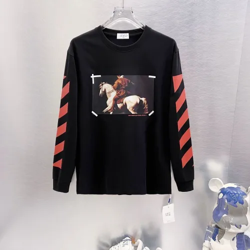 Off-White Horse Oil Painting Long Sleeve Tee Men Arrow Diagonal Stripe Casual Streetwear T-Shirt #A67431