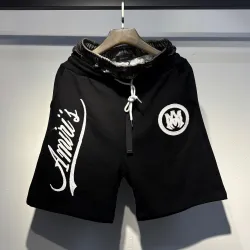 Amiri Script Letter Sweat Shorts Men Camo Lining Elastic Waist Streetwear Casual Shorts #A67430