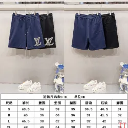 Louis Vuitton Short Pants for men Pure Cotton Black/Blue #B52911