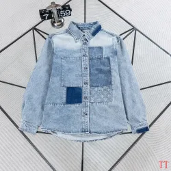 Louis Vuitton Monogram Patchwork Washed Denim Long Sleeve Shirt #A67669