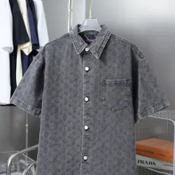 Louis Vuitton Shirts for Louis Vuitton long sleeved shirts for men Denim short sleeve shirt #B52918