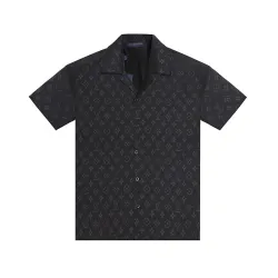 Louis Vuitton Short sleeve shirts for men Black/White #B49928