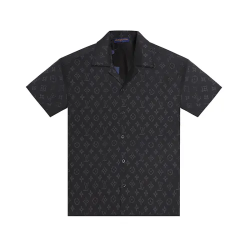 Louis Vuitton Short sleeve shirts for men Black/White #B49928