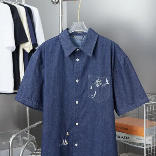 Louis Vuitton short sleeved shirts for men denim shirt #B52913