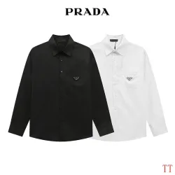Prada Triangle Logo Pocket Long Sleeve Button‑Up Shirt #A67690