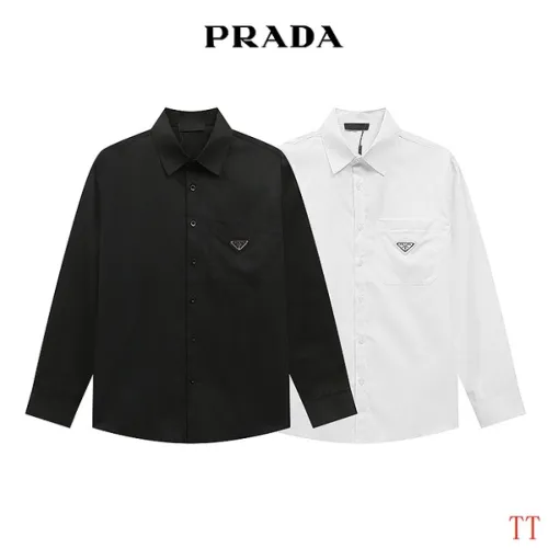 Prada Triangle Logo Pocket Long Sleeve Button‑Up Shirt #A67690