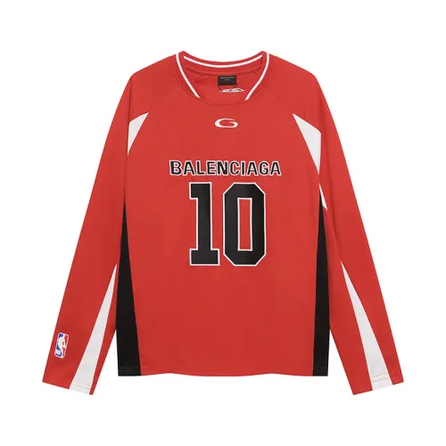 Balenciaga NBA Long Sleeve Jersey 10 Number Logo Print Red White Black #A68797