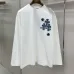 Chrome Hearts Blue Floral Horseshoe Long‑Sleeve Tee, White‑Blue, Black‑Blue #A68244