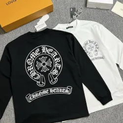Chrome Hearts Classic Horseshoe Long‑Sleeve Tee, Black White #A68059