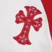 Chrome Hearts Cross Patch Raglan Long‑Sleeve Tee, Red‑White, Black‑White #A68240