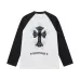 Chrome Hearts Cross Patch Raglan Long‑Sleeve Tee, Red‑White, Black‑White #A68240