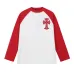 Chrome Hearts Cross Patch Raglan Long‑Sleeve Tee, Red‑White, Black‑White #A68240