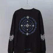 Chrome Hearts Floral Cross Print Long Sleeve Tee, Black White #A68043