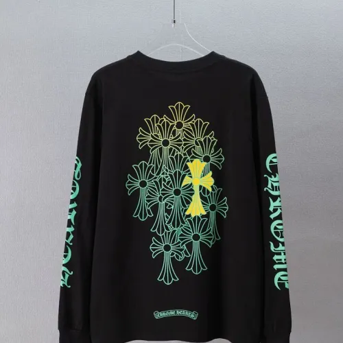 Chrome Hearts Gradient Floral Cross Long Sleeve Tee, Black White #A68046