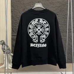 Chrome Hearts Horseshoe Logo Embroidered Crewneck Sweatshirt, Black, White #A68221