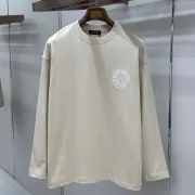Chrome Hearts Horseshoe Print Long‑Sleeve Tee, White, Beige, Black #A68241