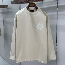 Chrome Hearts Horseshoe Print Long‑Sleeve Tee, White, Beige, Black #A68241