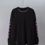 Chrome Hearts Purple Neck Script Long Sleeve Tee, Black White #A68044