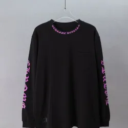 Chrome Hearts Purple Neck Script Long Sleeve Tee, Black White #A68044