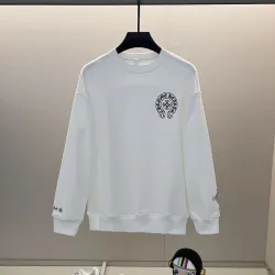 Stylish White/Black Chrome Hearts Sweatshirt With Classic Cross And Text Prints #B54341 Stylish White/Black Chrome Hearts Sweatshirt With Classic Cross And Text Prints #B54341