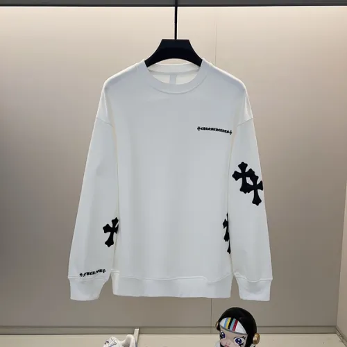 White/Black Chrome Hearts Sweatshirt With Distinctive Cross And Text Embellishments #B54342